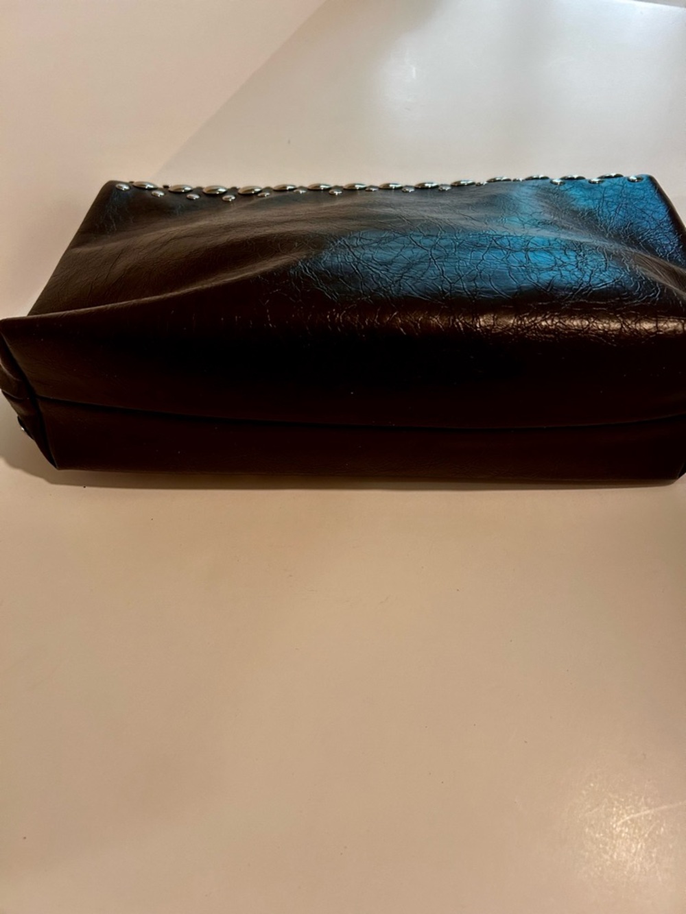 Anthropologie Brown Leather Clutch with Silver Studs - Picture 4 of 6